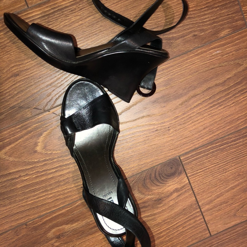 Black wedge sandals